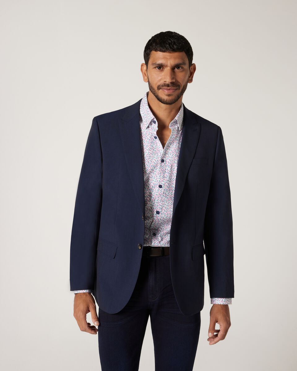 Wool Blend Regular Stretch Premium Tailored Jacket, Navy Wool Blend Regular Stretch Premium Tailored Jacket, Navy, hi-res